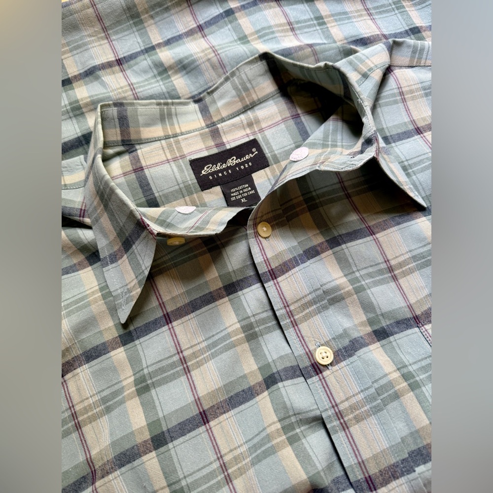 Eddie Bauer Shirt, Plaid, Short Sleeve, Size XL, Men’s